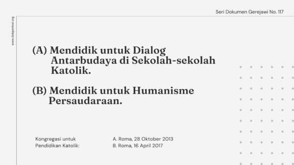 DG 117 mendidik untuk sialog antarbudaya di sekolah katolik humanisme persaudaraan seri dokumen gereja