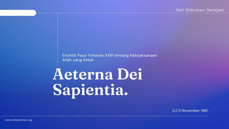 Aeterna Dei Sapientia: Ensiklik Paus Yohanes XXIII tentang Kebijaksanaan Allah yang Kekal