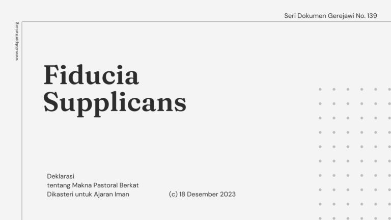 Seri Dokumen Gerejawi No. 139: Fiducia Supplicans
