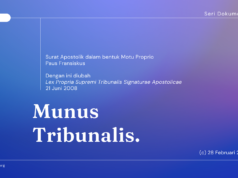Munus Tribunalis: Surat Apostolik dalam bentuk Motu Proprio Paus Fransiskus tentang Perubahan Lex Propria Supremi Tribunalis Signaturae Apostolicae